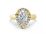 Yellow gold Pear Cut Halo Solitaire Engagement Ring with Square Band and Four-Prong Setting_90