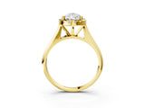 Yellow gold Pear Cut Halo Solitaire Engagement Ring with Square Band and Four-Prong Setting_93