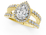Yellow gold Pear Cut Halo Split Shank Diamond Ring with Four-Prong Setting_64