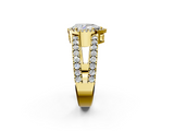 Yellow gold Pear Cut Halo Split Shank Diamond Ring with Four-Prong Setting_65
