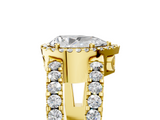 Yellow gold Pear Cut Halo Split Shank Diamond Ring with Four-Prong Setting_68