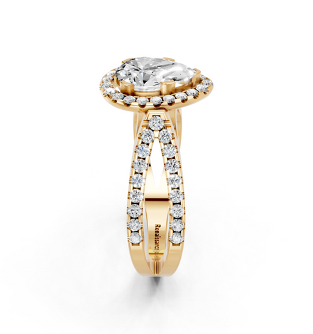 Yellow gold Pear Cut Halo Split Shank Pave Set Ring_30