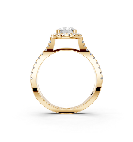 Yellow gold Pear Cut Halo Split Shank Pave Set Ring_31