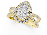 Yellow gold Pear Cut Halo Split Shank Pave Set Ring_72