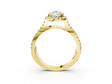 Yellow gold Pear Cut Halo Split Shank Pave Set Ring_74