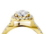 Yellow gold Pear Cut Halo Split Shank Pave Set Ring_75