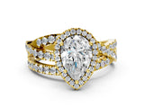 Yellow gold Pear Cut Halo Split Shank Prong Setting Ring_12
