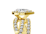 Yellow gold Pear Cut Halo Split Shank Prong Setting Ring_17
