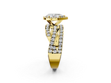 Yellow gold Pear Cut Halo Split Shank Prong Setting Ring_77