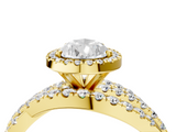 Yellow gold Pear Cut Halo Split Shank Prong Setting Ring_79