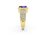 Yellow gold Pear Cut Halo Tanzanite Ring with Split Shank and Four-Prong Setting_2