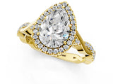 Yellow gold Pear Cut Halo Twist Band with Four-Prong Setting_16