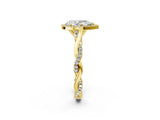Yellow gold Pear Cut Halo Twist Band with Four-Prong Setting_17