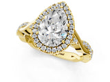Yellow gold Pear Cut Halo Twist Band with Four-Prong Setting_4