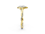Yellow gold Pear Cut Halo Twist Band with Four-Prong Setting_5