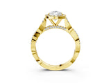 Yellow gold Pear Cut Halo Twist Band with Four-Prong Setting_6