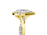 Yellow gold Pear Cut Halo Twisted Band Four-Prong Ring_37