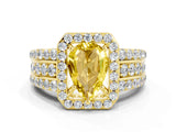 Yellow gold Pear Cut Halo Yellow Sapphire Ring with Split Shank and Four-Prong Setting_24