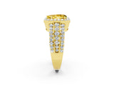 Yellow gold Pear Cut Halo Yellow Sapphire Ring with Split Shank and Four-Prong Setting_26