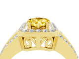 Yellow gold Pear Cut Halo Yellow Sapphire Ring with Split Shank and Four-Prong Setting_28