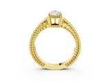 Yellow gold Pear Cut Milgrain Channel Set Engagement Ring with Solitaire Prong Setting_82