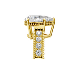 Yellow gold Pear Cut Milgrain Channel Set Engagement Ring with Solitaire Prong Setting_84
