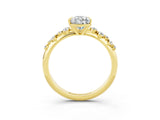 Yellow gold Pear Cut Moissanite Cluster Side Stone Solitaire Ring with Prong Setting_27