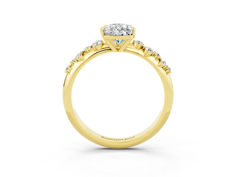 Yellow gold Pear Cut Moissanite Cluster Side Stone Solitaire Ring with Prong Setting_27