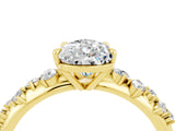 Yellow gold Pear Cut Moissanite Cluster Side Stone Solitaire Ring with Prong Setting_28