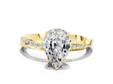 Yellow gold Pear Cut Moissanite Engagement Ring with Side Stone Accents and Four-Prong Setting_60
