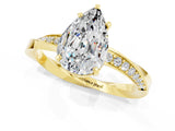 Yellow gold Pear Cut Moissanite Engagement Ring with Side Stone Accents and Four-Prong Setting_61