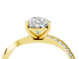 Yellow gold Pear Cut Moissanite Engagement Ring with Side Stone Accents and Four-Prong Setting_64