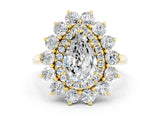 Yellow gold Pear Cut Moissanite Floral Double Halo Engagement Ring with Prong Setting_48