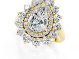 Yellow gold Pear Cut Moissanite Floral Double Halo Engagement Ring with Prong Setting_49
