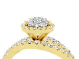 Yellow gold Pear Cut Moissanite Halo Ring with Round Split Shank and Prong Setting_64