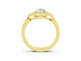Yellow gold Pear Cut Moissanite Halo Ring with Tapered Band and Four-Prong Setting_3