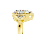 Yellow gold Pear Cut Moissanite Halo Ring with Tapered Band and Four-Prong Setting_5