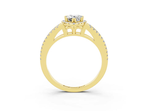 Yellow gold Pear Cut Moissanite Halo Split Shank Engagement Ring_15