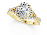 Yellow gold Pear Cut Moissanite  Halo Twist Band Solitaire Prong Setting Ring_25