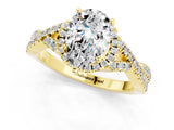 Yellow gold Pear Cut Moissanite  Halo Twist Band Solitaire Prong Setting Ring_43