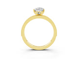 Yellow gold Pear Cut Moissanite Milgrain Pavé Engagement Ring with Four-Prong Setting_3