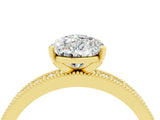 Yellow gold Pear Cut Moissanite Milgrain Pavé Engagement Ring with Four-Prong Setting_4