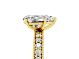 Yellow gold Pear Cut Moissanite Milgrain Pavé Engagement Ring with Four-Prong Setting_5