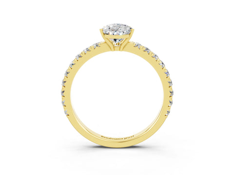 Yellow gold Pear Cut Moissanite Pavé Solitaire Engagement Ring with Four-Prong Setting_15