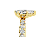 Yellow gold Pear Cut Moissanite Pavé Solitaire Ring with Round Band and Prong Setting_29