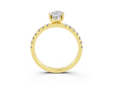 Yellow gold Pear Cut Moissanite Pave Band Solitaire Ring with Four-Prong Setting_27
