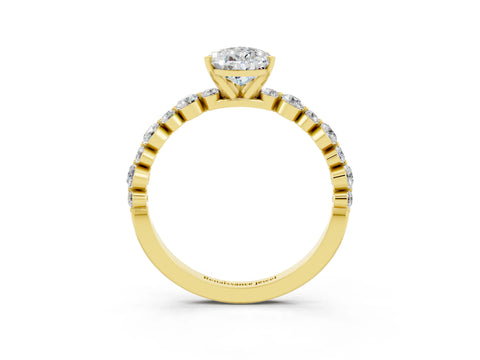 Yellow gold Pear Cut Moissanite Prong Set Engagement Ring with Pavé Band_3