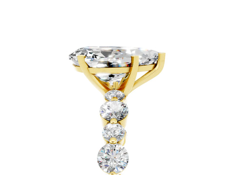 Yellow gold Pear Cut Moissanite Prong Set Engagement Ring with Pavé Band_5