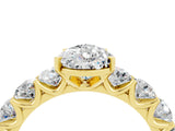 Yellow gold Pear Cut Moissanite Prong Setting with Side Stones on a Pave Band_4