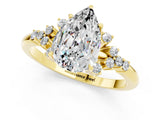 Yellow gold Pear Cut Moissanite Ring with Side Stones and Four-Prong Setting_37